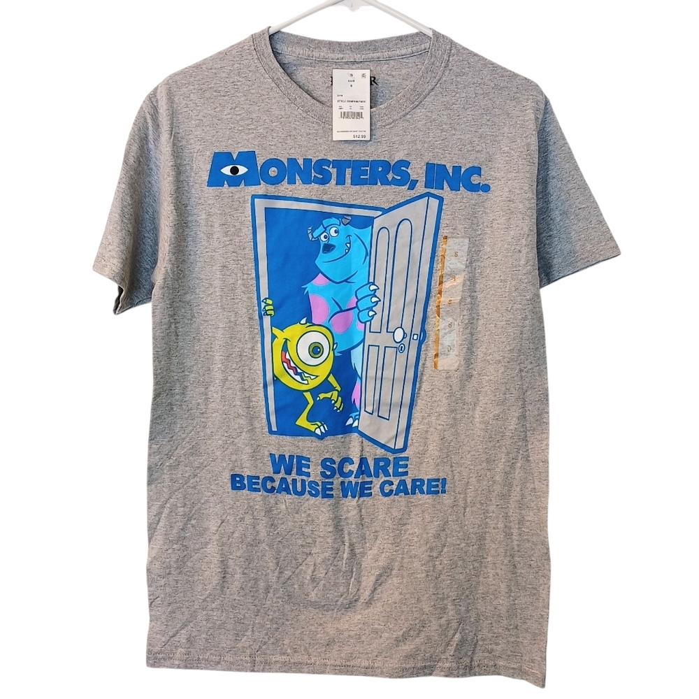 New Pixar Monsters Inc Gray Short Sleeve T-shirt Small - Sully And Mike Wazowski